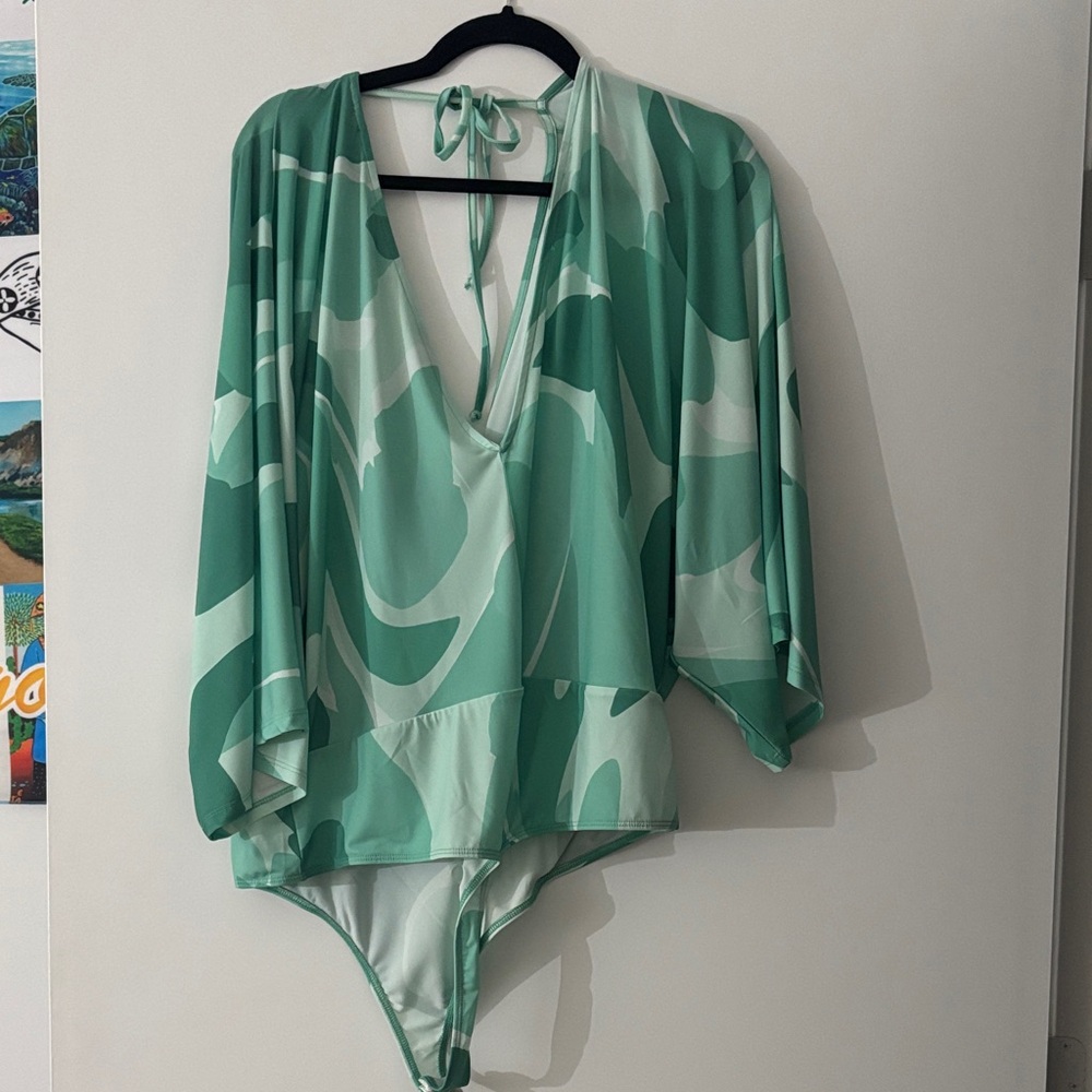 Teal ASOS 70’s inspired bodysuit. New Size 16